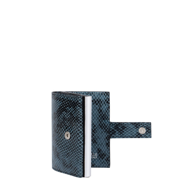 Snake Leather Card Case - Blue & Black
