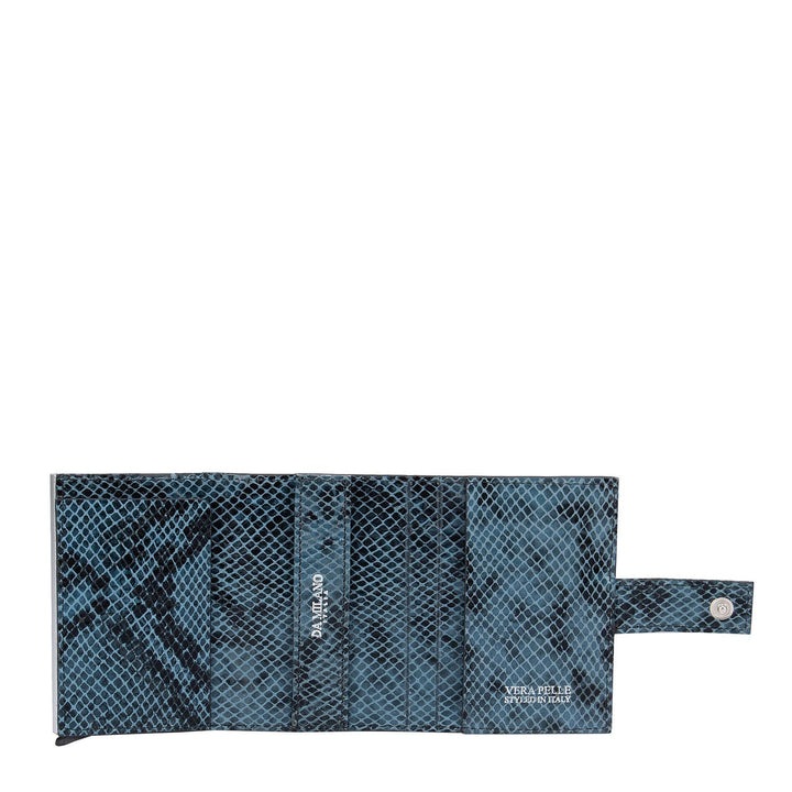 Snake Leather Card Case - Blue & Black