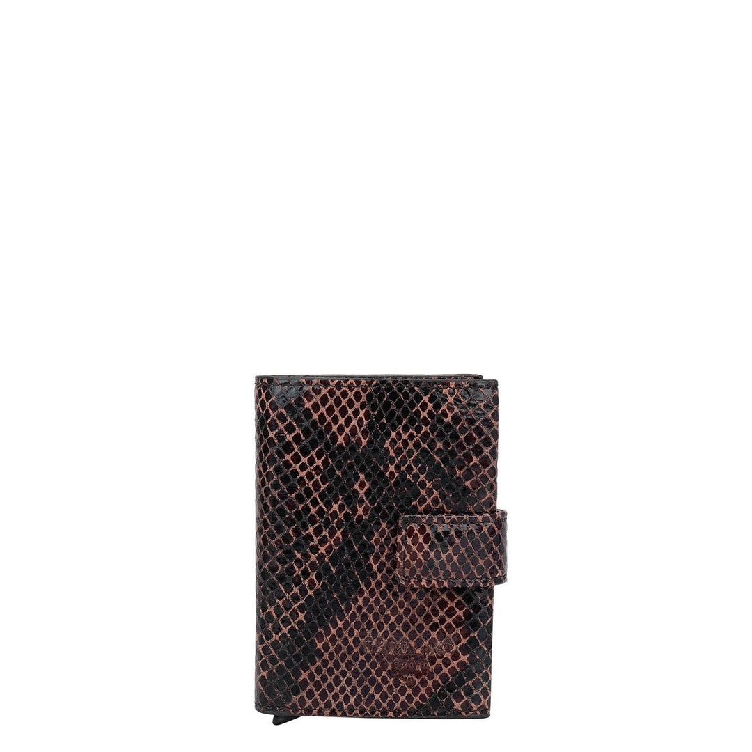 Snake Leather Card Case - Brown & Black