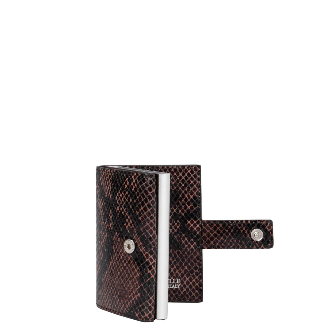 Snake Leather Card Case - Brown & Black