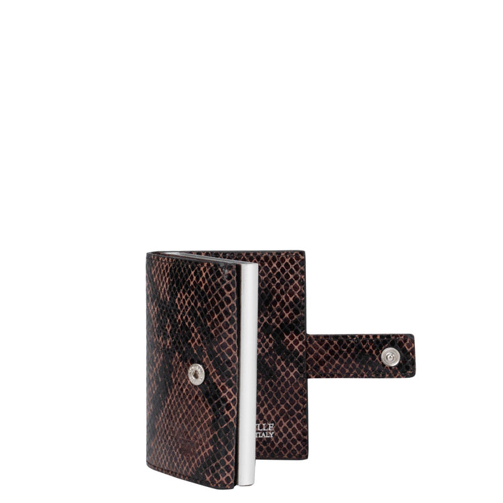 Snake Leather Card Case - Brown & Black