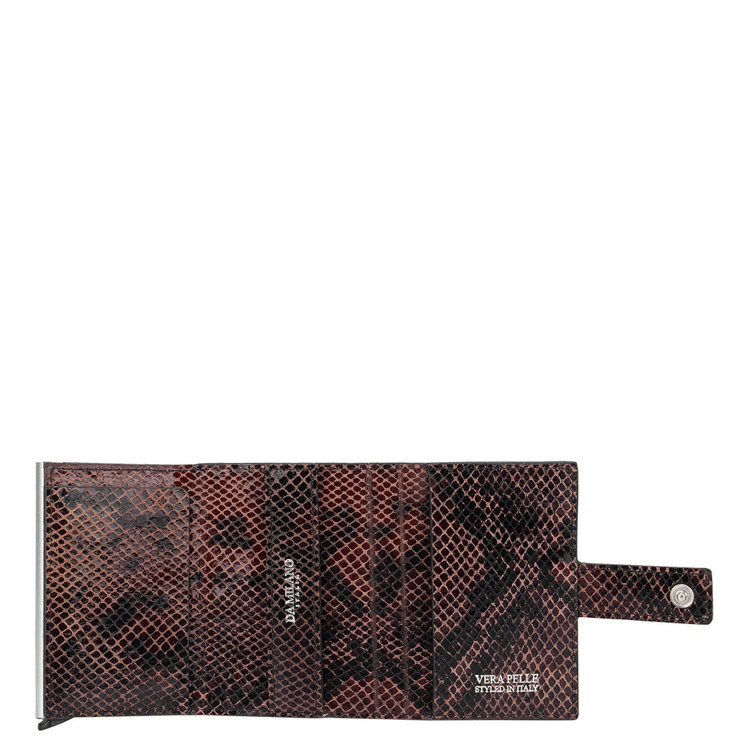 Snake Leather Card Case - Brown & Black