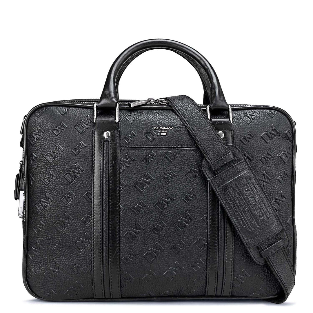 Black Wax Monogram Leather Computer Bag - Upto 14"