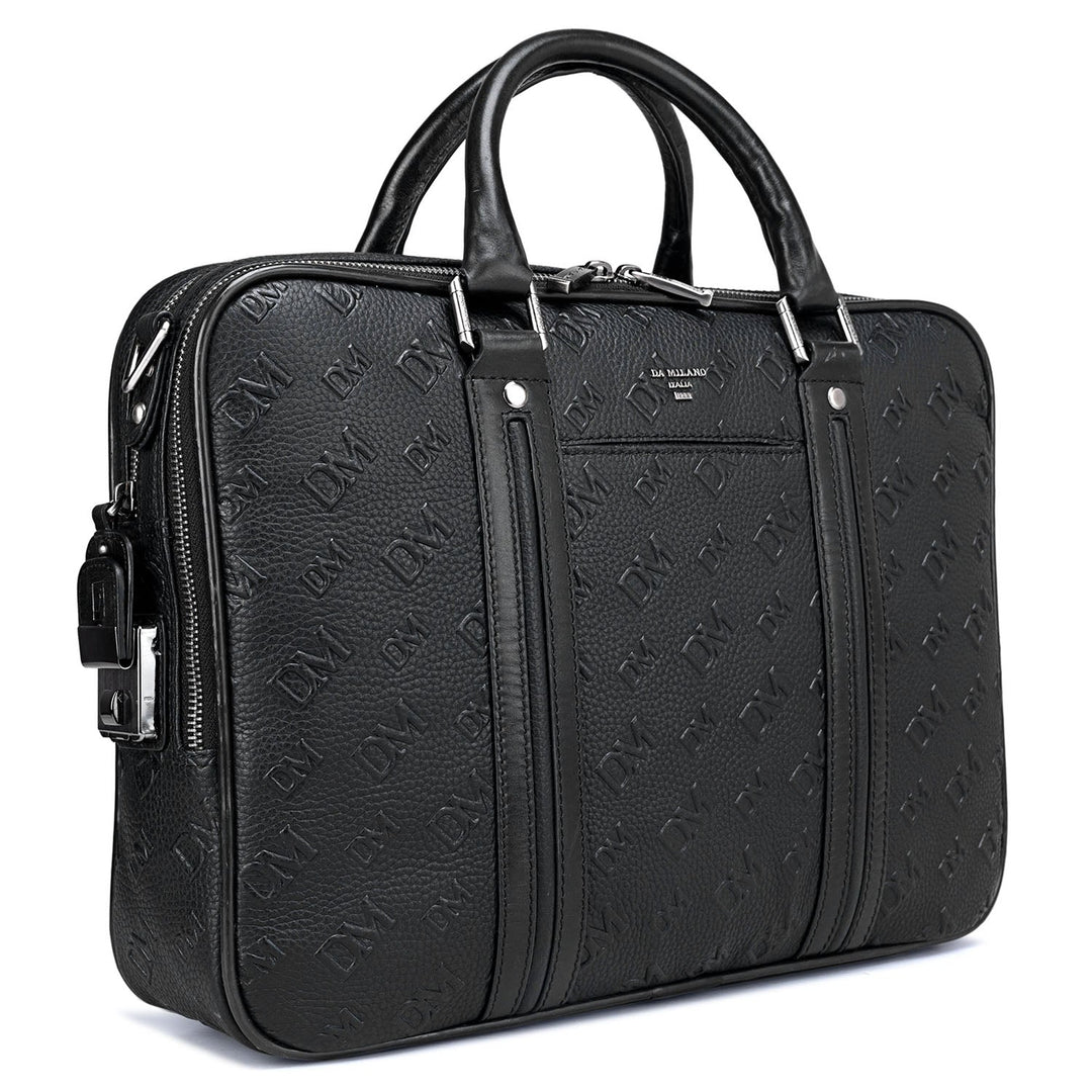 Black Wax Monogram Leather Computer Bag - Upto 14"