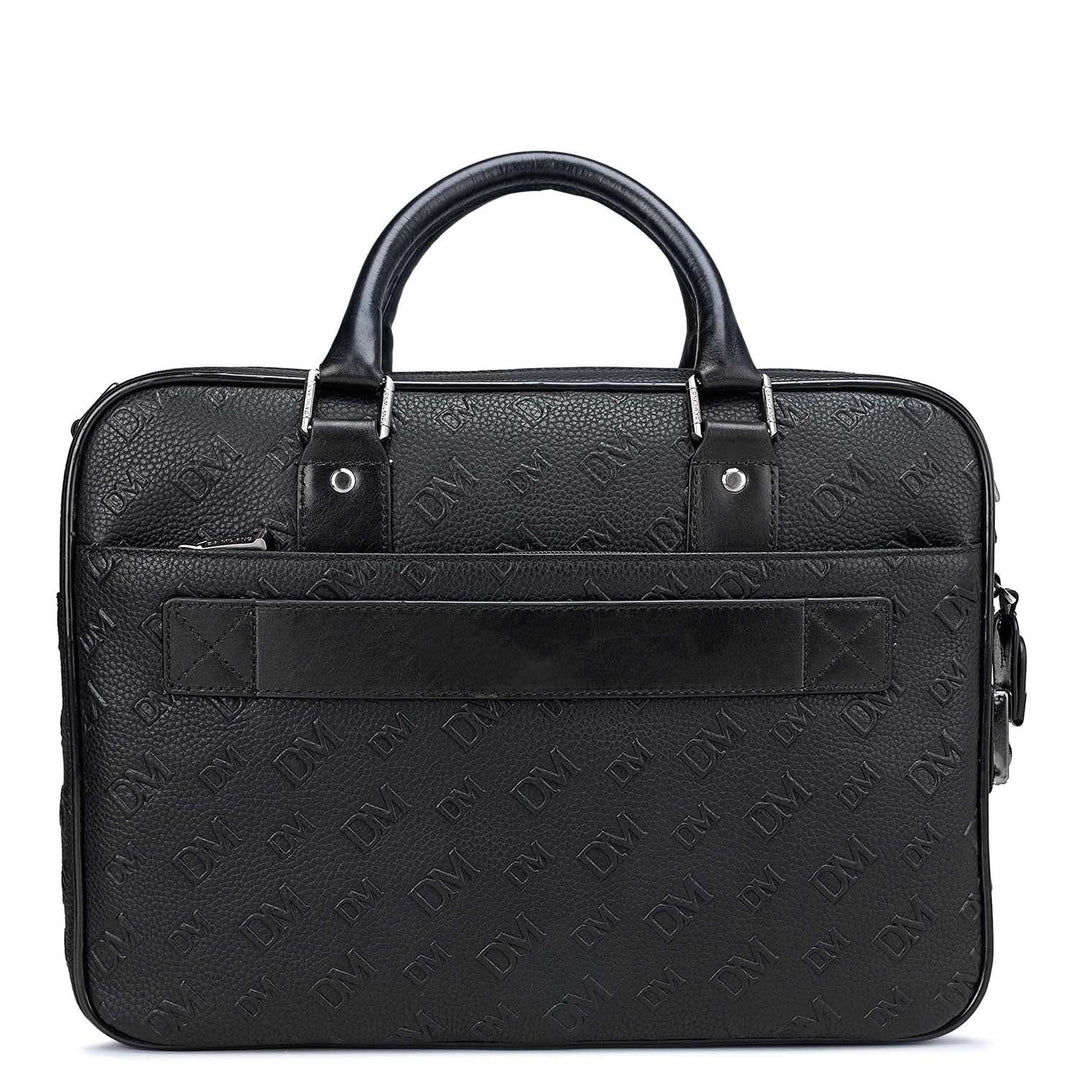 Black Wax Monogram Leather Computer Bag - Upto 14"