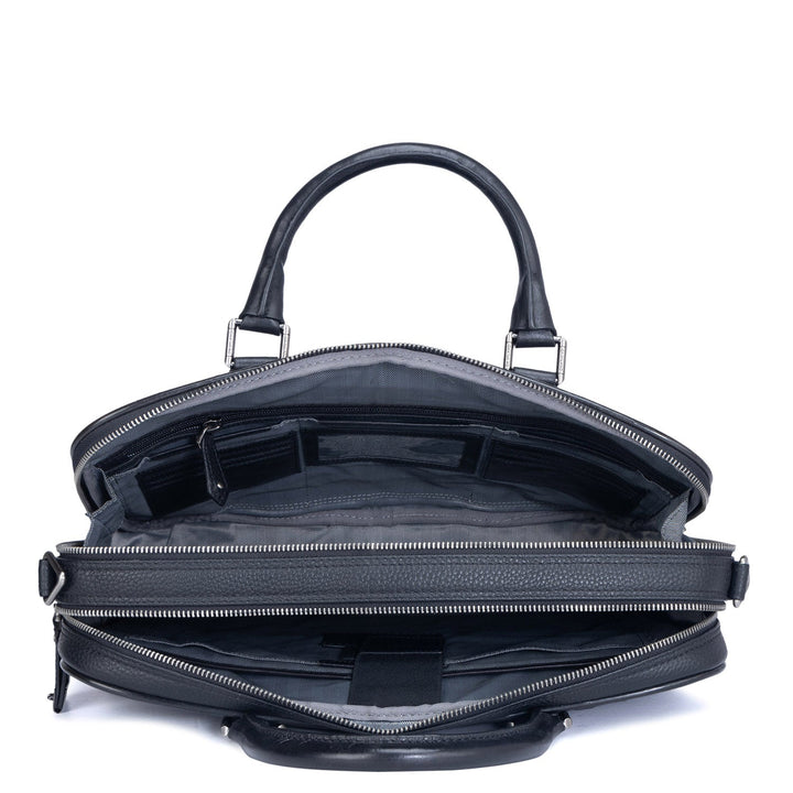 Black Wax Monogram Leather Computer Bag - Upto 14"