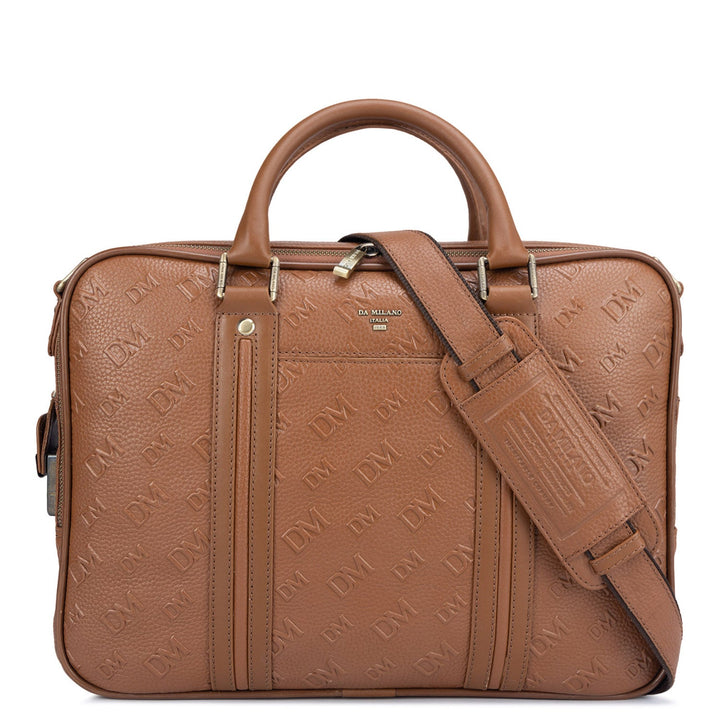 Cognac Wax Monogram Leather Computer Bag - Upto 14"