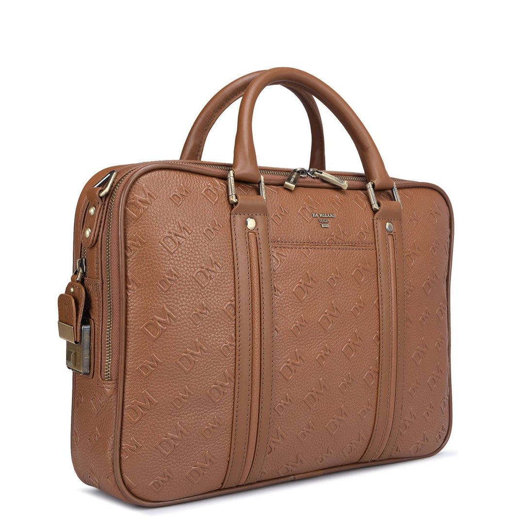 Cognac Wax Monogram Leather Computer Bag - Upto 14"