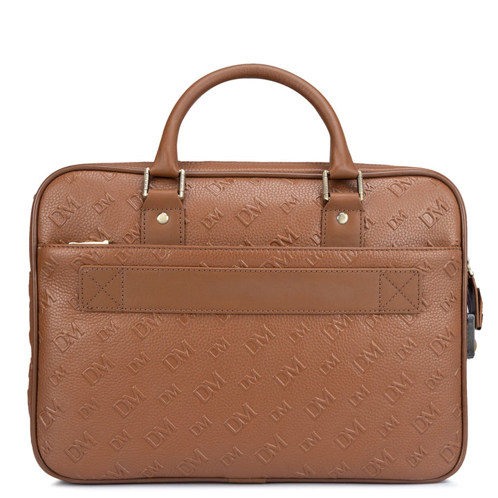 Cognac Wax Monogram Leather Computer Bag - Upto 14"