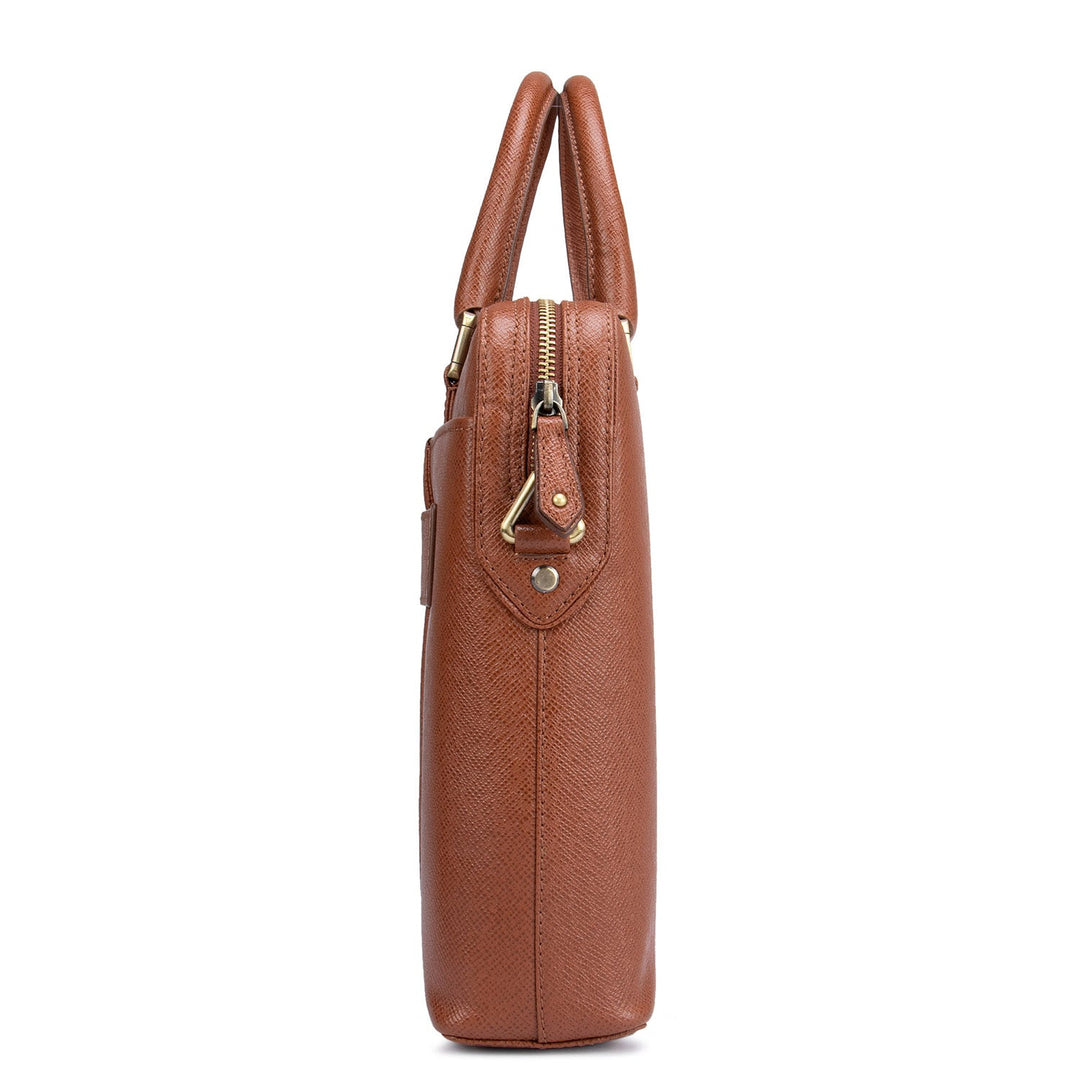 Cognac Franzy Leather Computer Bag - Upto 14"