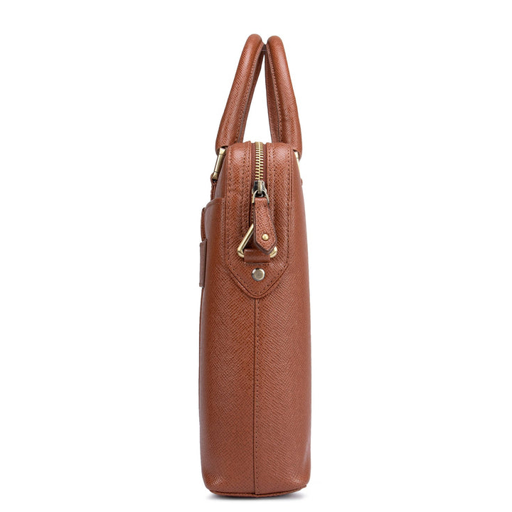 Cognac Franzy Leather Computer Bag - Upto 14"