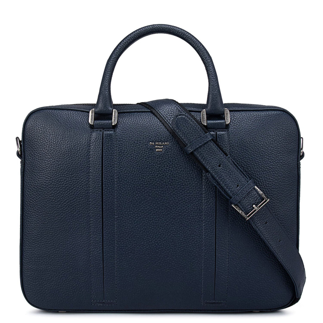 Navy Wax Leather Computer Bag-Upto 14"