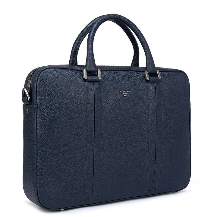 Navy Wax Leather Computer Bag-Upto 14"