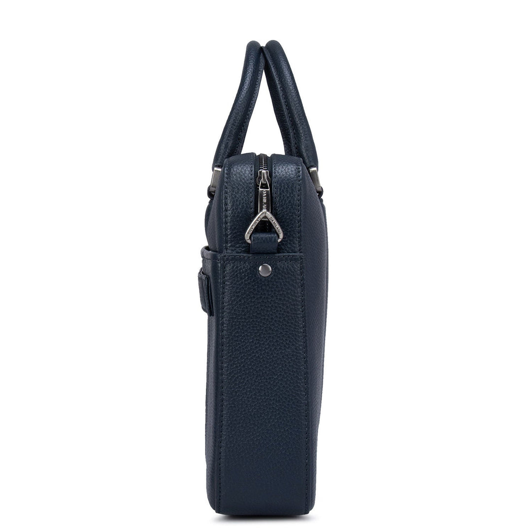 Navy Wax Leather Computer Bag-Upto 14"