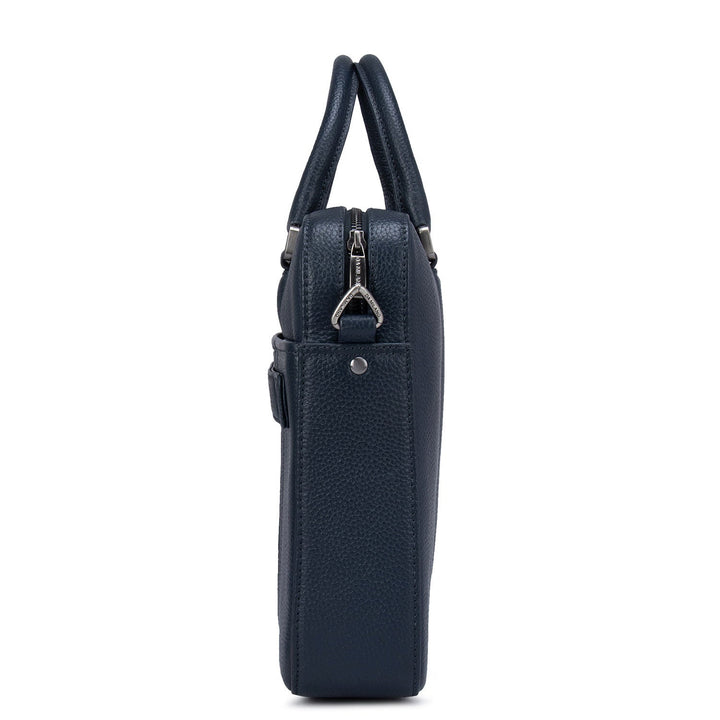 Navy Wax Leather Computer Bag-Upto 14"