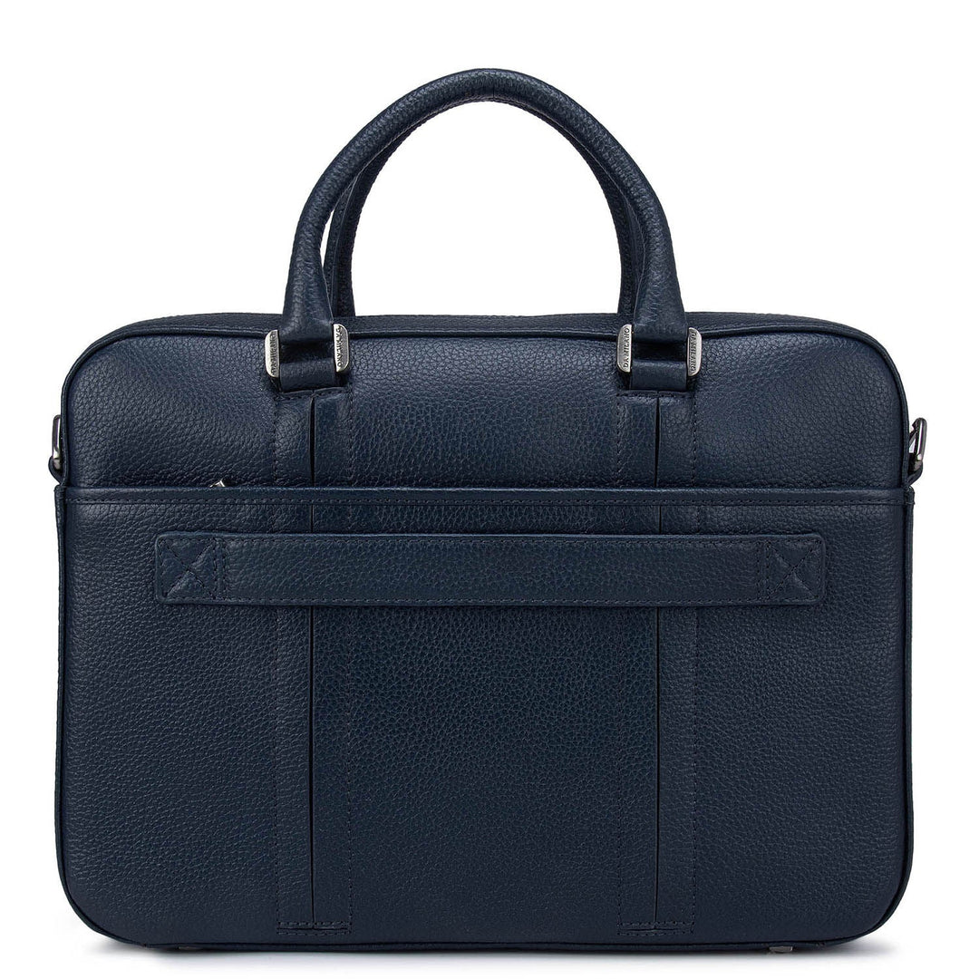 Navy Wax Leather Computer Bag-Upto 14"