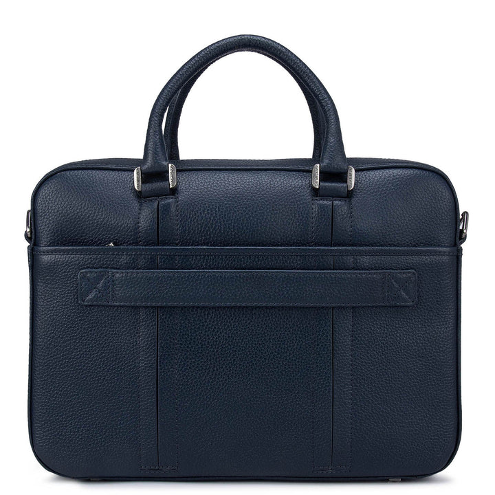 Navy Wax Leather Computer Bag-Upto 14"