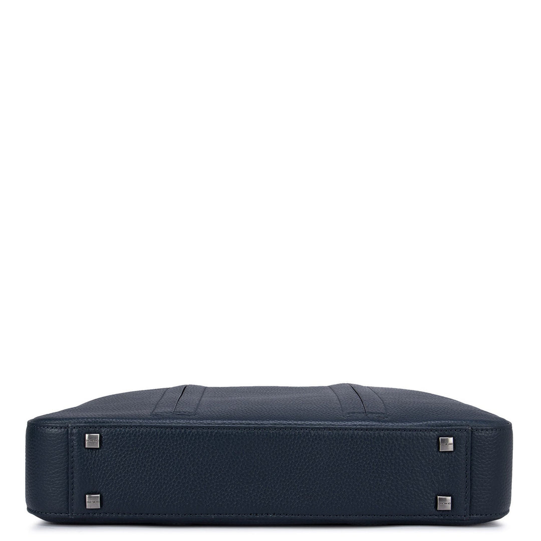 Navy Wax Leather Computer Bag-Upto 14"