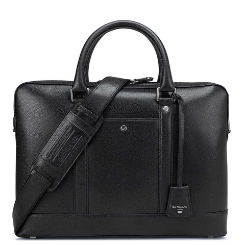 Black Franzy Leather Computer Bag - Upto 14"