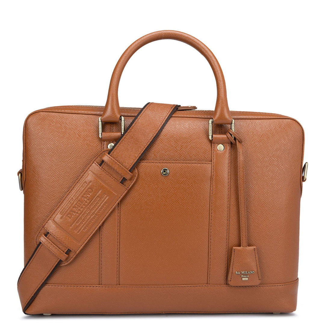 Cognac Franzy Leather Computer Bag - Upto 14"