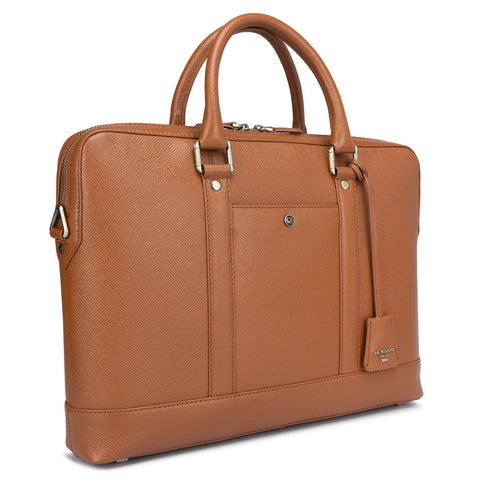 Cognac Franzy Leather Computer Bag - Upto 14"