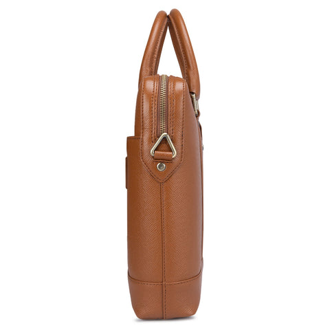 Cognac Franzy Leather Computer Bag - Upto 14"