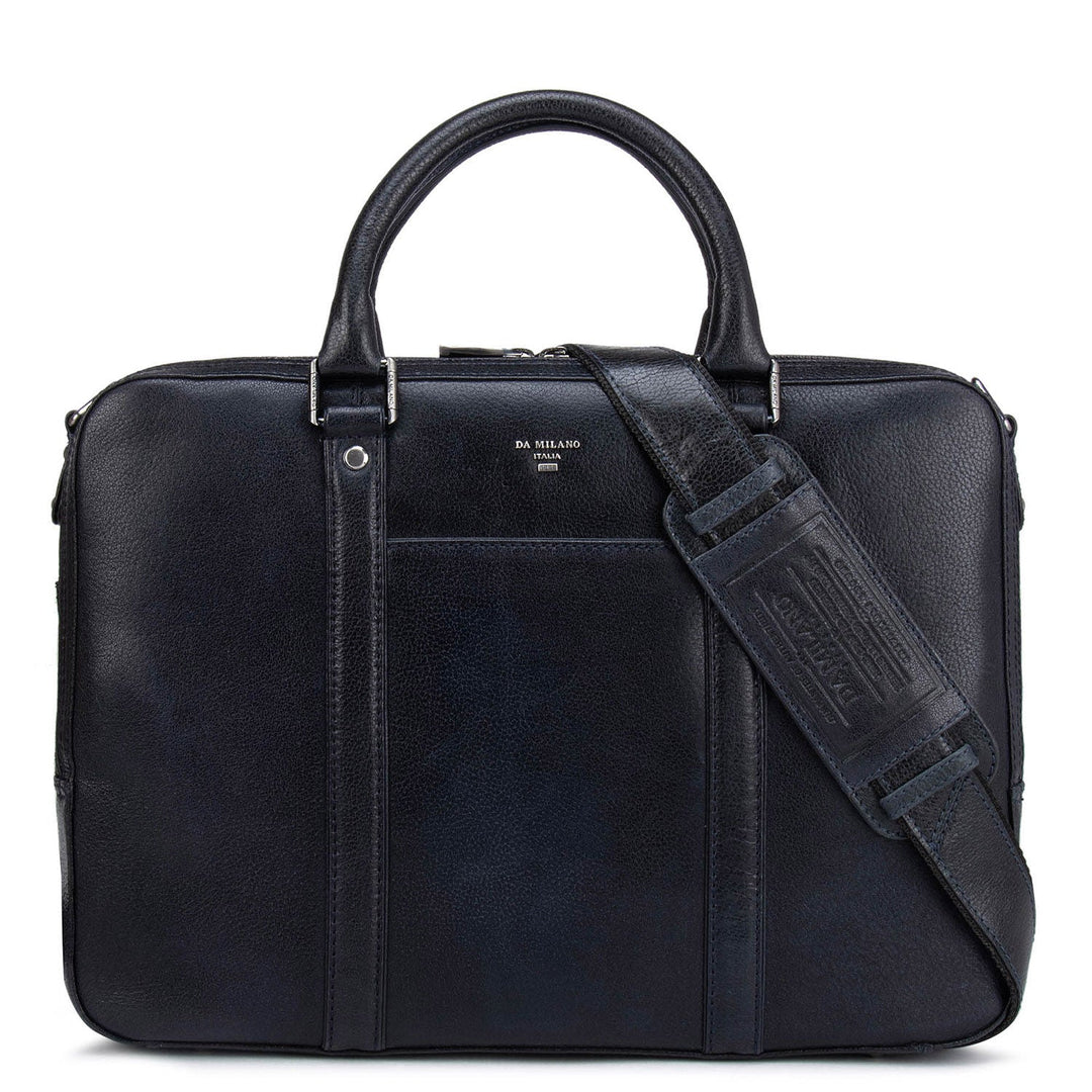 Dark Blue Elephant Pattern Leather Computer Bag - Upto 14"