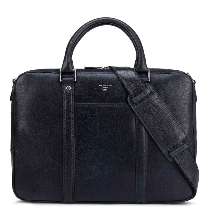 Dark Blue Elephant Pattern Leather Computer Bag - Upto 14"