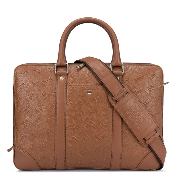 Cognac Wax Monogram Leather Computer Bag - Upto 14"