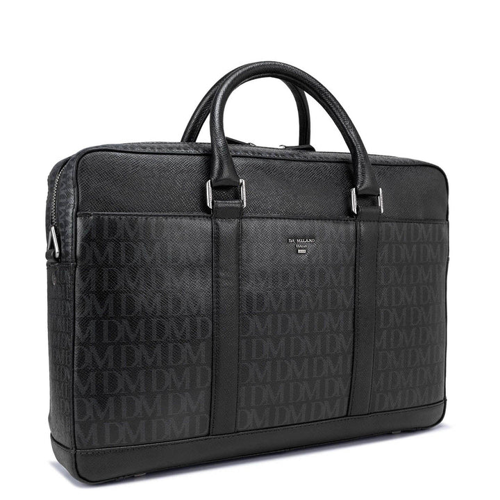 Black Franzy Monogram Leather Computer Bag - Upto 14"