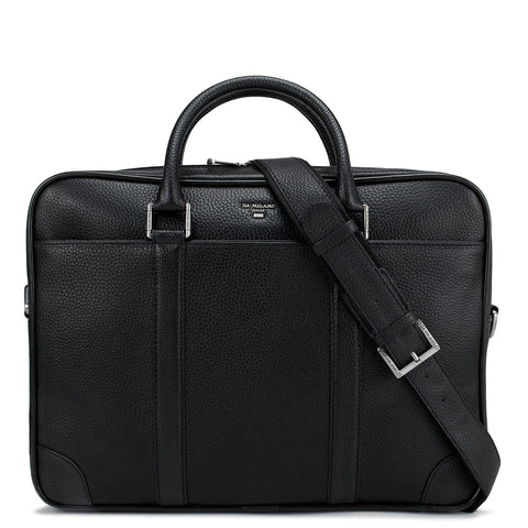 Black Wax Leather Computer Bag - Upto 14"