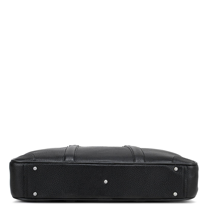 Black Wax Leather Computer Bag - Upto 14"