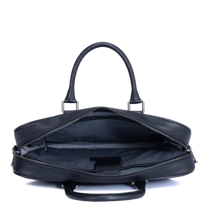 Black Wax Leather Computer Bag - Upto 14"