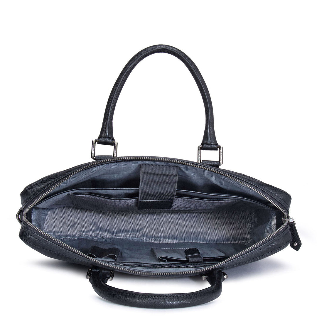 Black Franzy Leather Computer Bag - Upto 14"