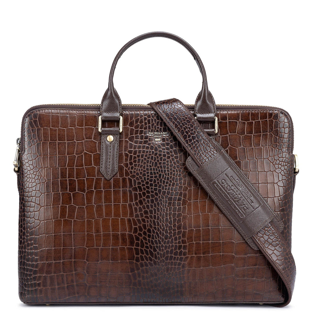 Brown Croco Leather Computer Bag - Upto 14"