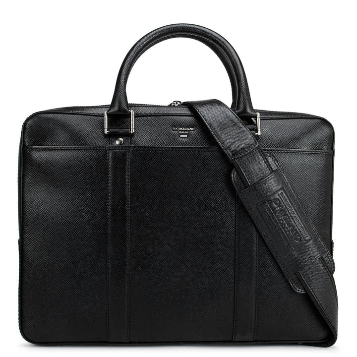 Black Franzy Leather Computer Bag - Upto 14"