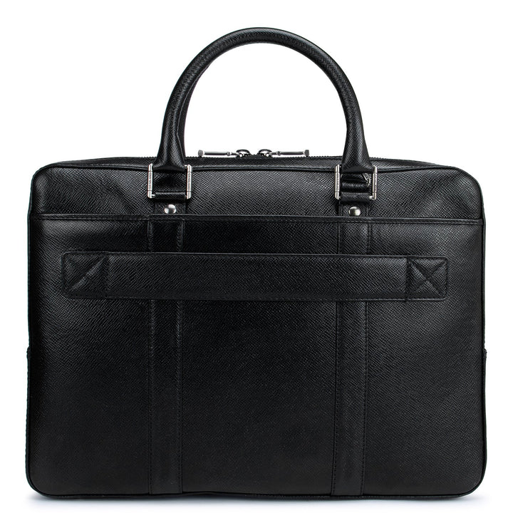 Black Franzy Leather Computer Bag - Upto 14"