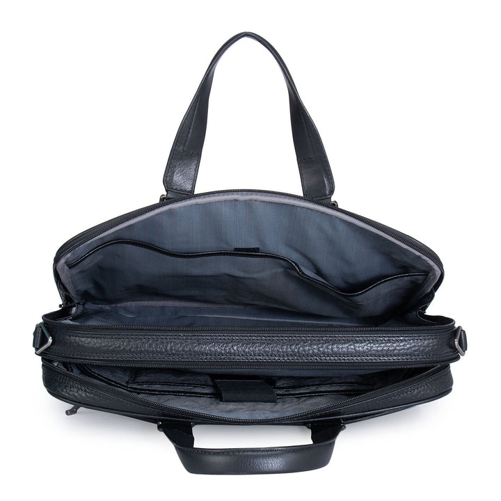 Black Bub Leather Computer Bag - Upto 15"