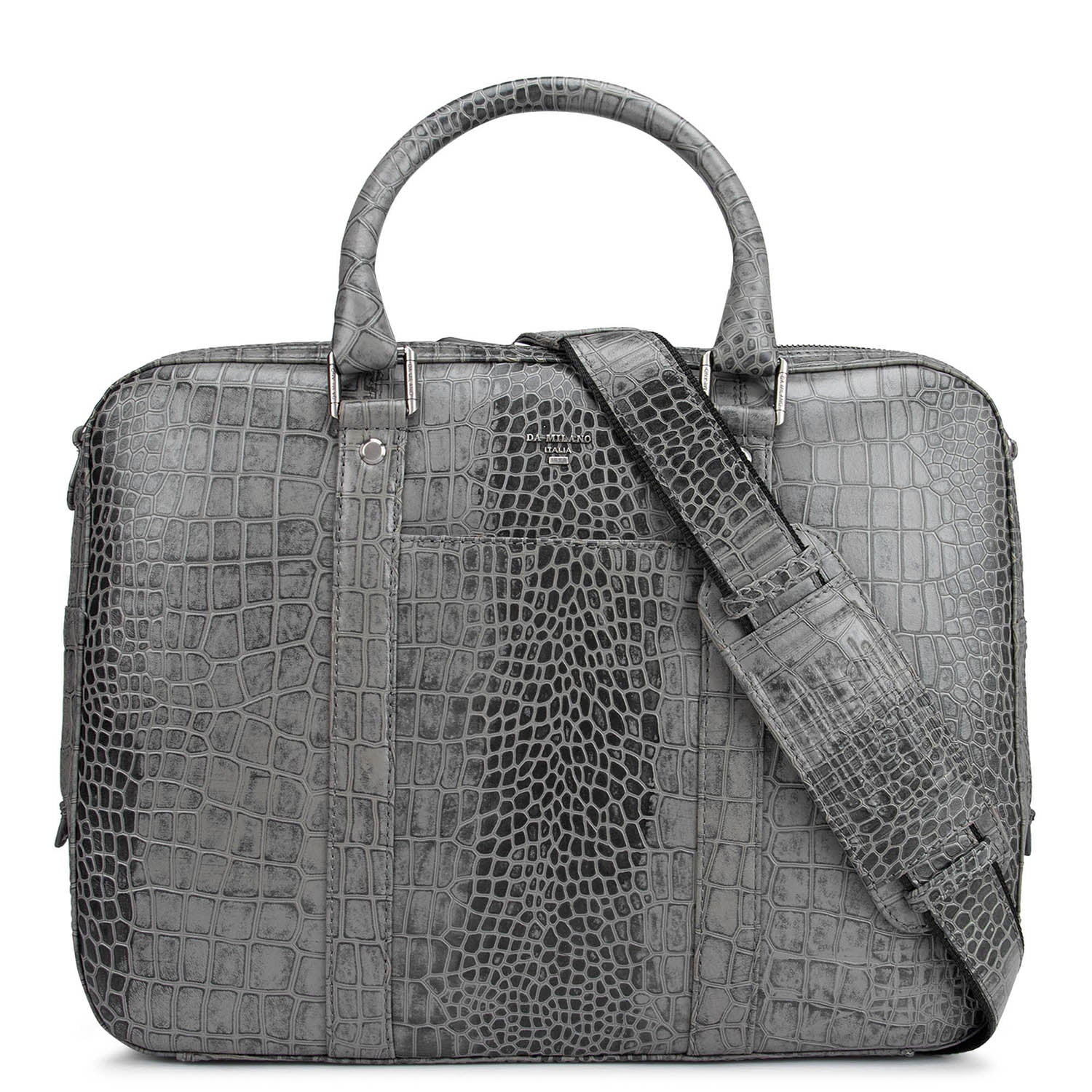 Grey Croco Leather Computer Bag - Upto 14