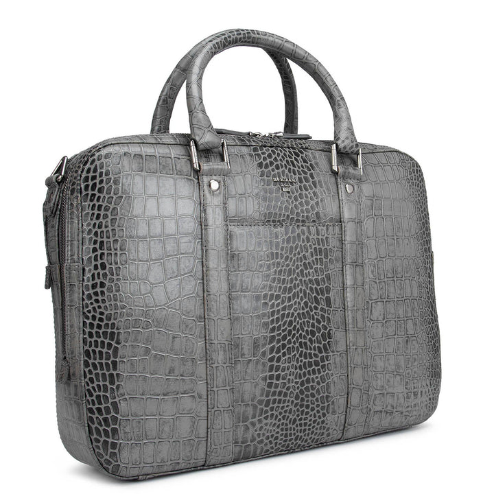 Grey Croco Leather Computer Bag - Upto 14"