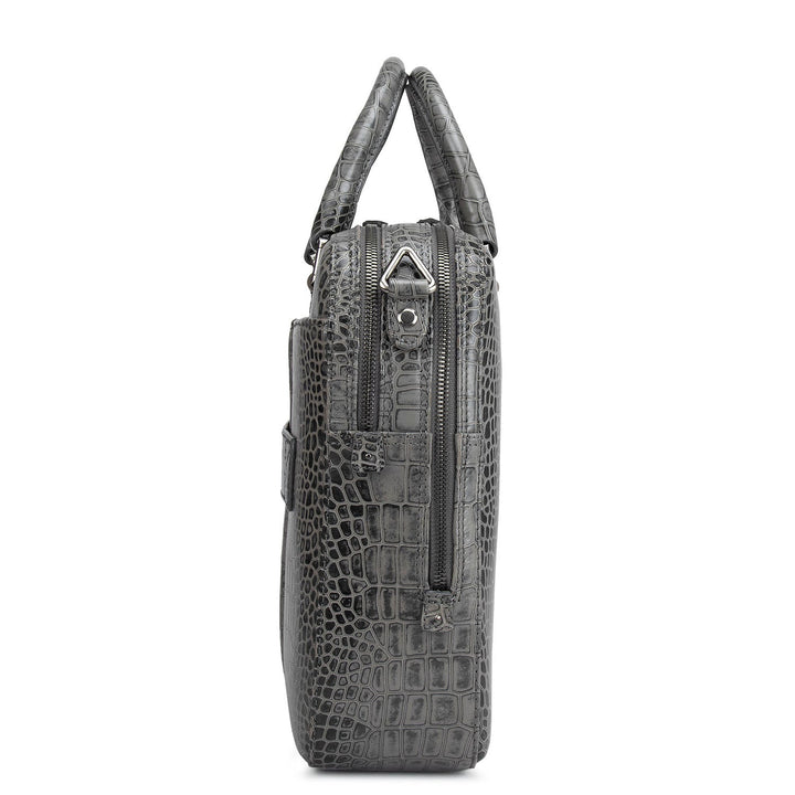 Grey Croco Leather Computer Bag - Upto 14"