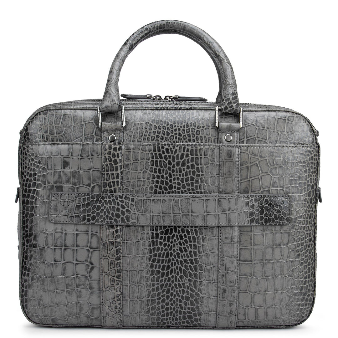 Grey Croco Leather Computer Bag - Upto 14"