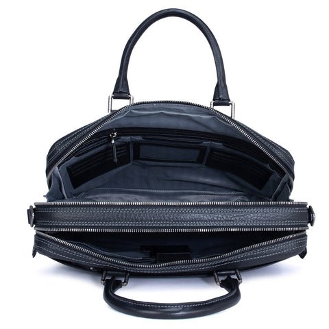 Black Bub Leather Computer Bag - Upto 14"