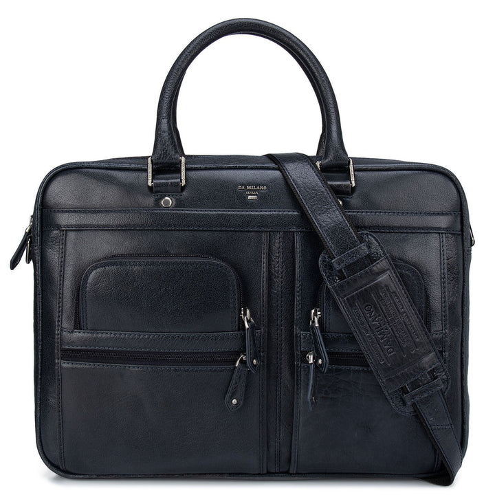 Blue Elephant Pattern Leather Computer Bag - Upto 15"