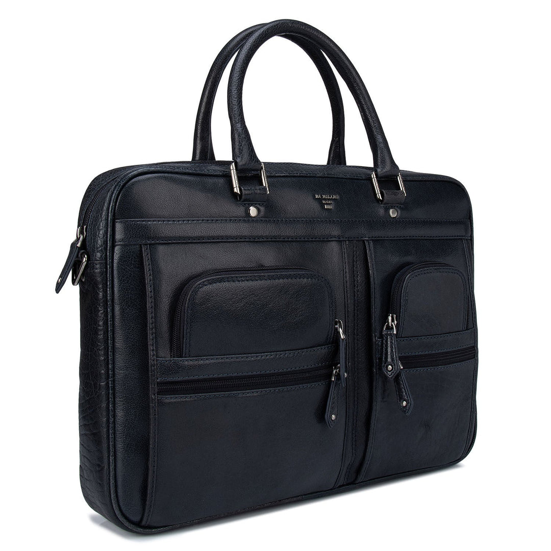 Blue Elephant Pattern Leather Computer Bag - Upto 15"