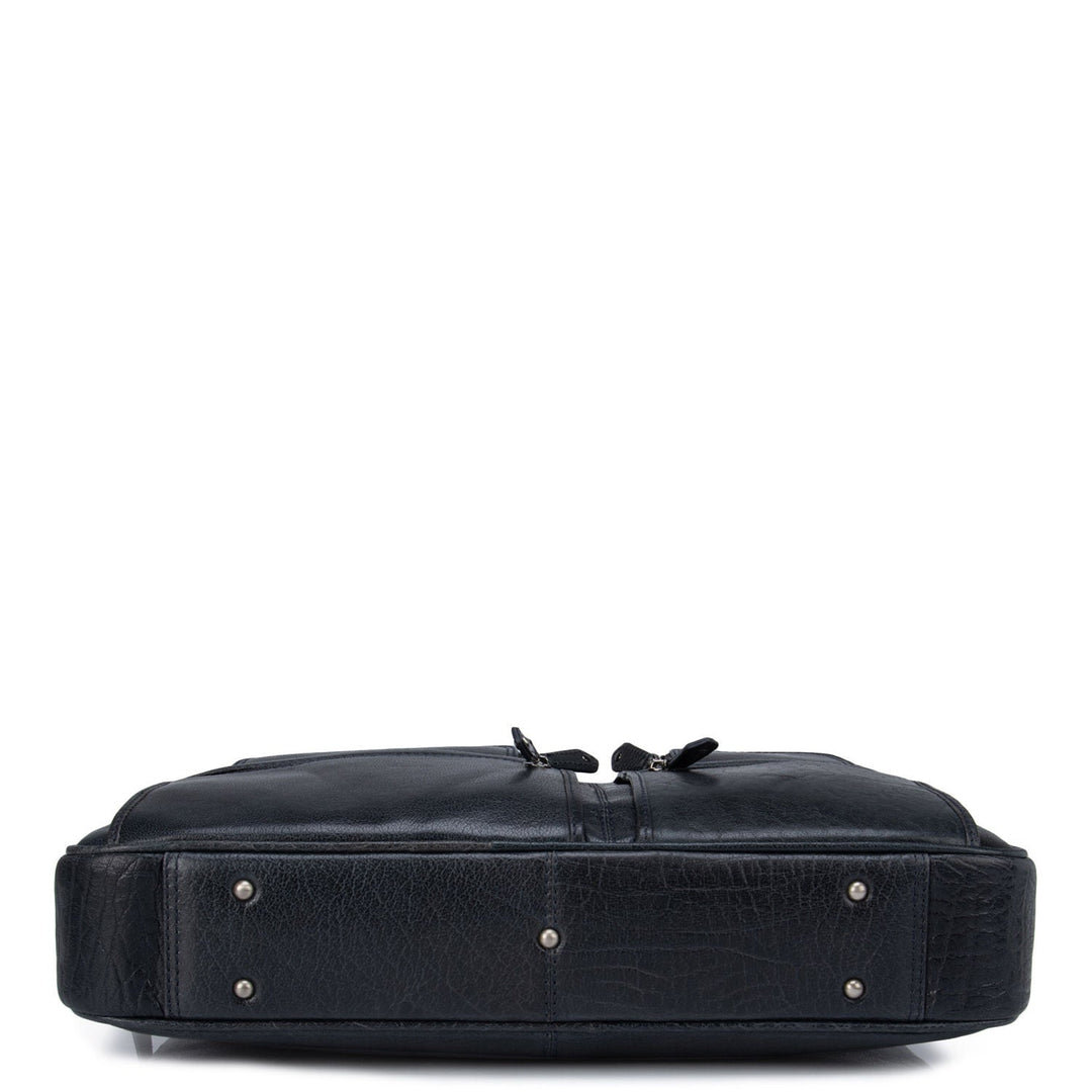 Blue Elephant Pattern Leather Computer Bag - Upto 15"