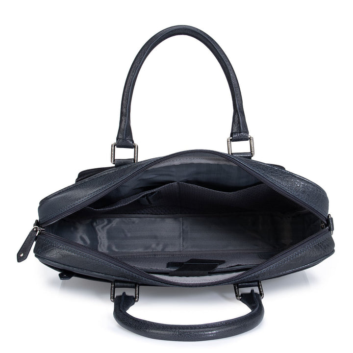 Blue Elephant Pattern Leather Computer Bag - Upto 15"