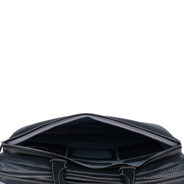 Black Bub Leather Computer Bag - Upto 15"