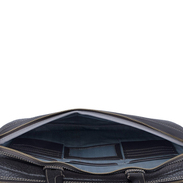 Brown Bub & Plain Leather Computer Bag - Upto 15"