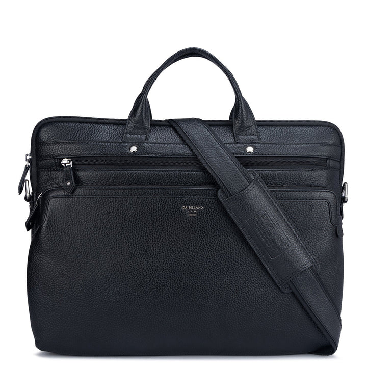 Black Wax Leather Computer Bag - Upto 15"